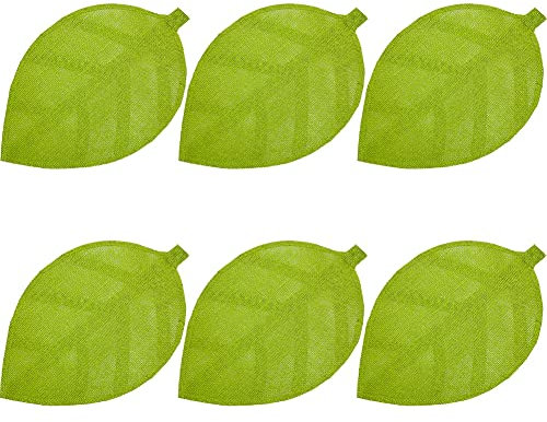 SCF2017 Set di 6 tovagliette a forma di foglia, in paglia di carta, colore: Verde