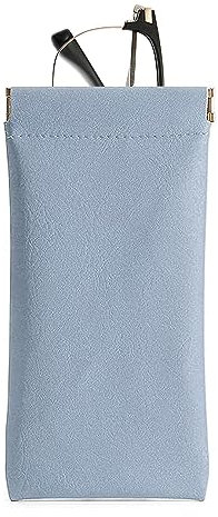 Lucgifou Leather Glasses Case, 1 Pack Portable Squeeze Top Soft Glasses Case with Cleaning Cloth, Sunglasses Case Waterproof Glasses Bag Storage Bags Suitable for Women Men Kids