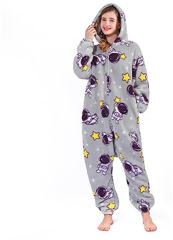 MAYSTEPPE Pyjamas Onesies Erwachsene Jumpsuit Unisex Tiere Halloween Kostüm Kleid Einteiler Schlafanzug Onesie Damen
