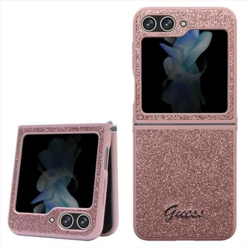 Guess GUHCZF5HGGSHP F731 Hülle für Z Flip5 Rosa hardcase Glitter Script