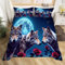 3D Wolfsmotiv Bettwäsche 135x200 Mond Weiche Microfaser Bettwäsche-Sets Bettbezug mit Reißverschluss und 2 Kissenbezug 80x80 cm