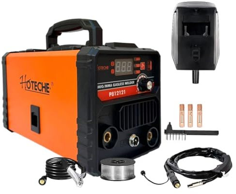 Saldatrice Multifunzione IGBT Inverter MMA + MIG Filo Continuo NO GAS 400A con Display Digitale Ventola di Raffreddamento Saldatrice Portatile Saldatura MIG MMA include Maschera, Torcia e Bobina