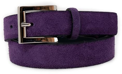 Emila Cintura donna scamosciata da ragazza con fibbia cromata cinta camoscio artigianale 2,5 cm per jeans abiti pantaloni elegante casual slim sottile senza cuciture made in italy 85 Vera Pelle Viola