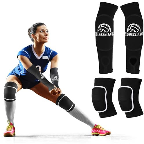 Jostift Volleyball-Schutz, Volleyball Zubehör 2 Volleyball Armschoner + 2 Volleyball Knieschoner, für Volleyball Basketball Tennis Laufen Bergsteigen Yoga