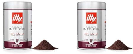 illy Caffè macinato per moka Tostato INTENSO, Barattolo da 250 grammi (Confezione da 2)