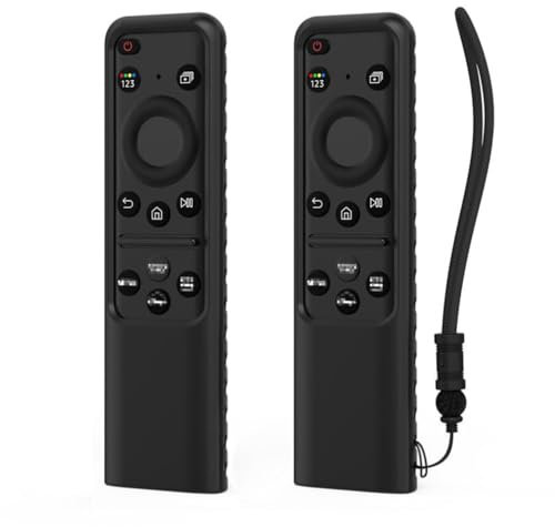 Funda Protectora de Silicona Luminosa Colorida para Samsung Solar Cell 2023 TM2360E BN59-01432A TM2361E BN59-01439A Smart TV Remote Anit-Lost con cordón (Negro)