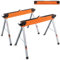 GiantexUK 2PCS Folding Sawhorses, 1000KG Twin Pack Workbench with Support Arms, Flip-Down Pegs, Non-Slip Surface & Footpads, Portable Heavy Duty Metal Work Trestle Stands for Garage Workshop Home DIY
