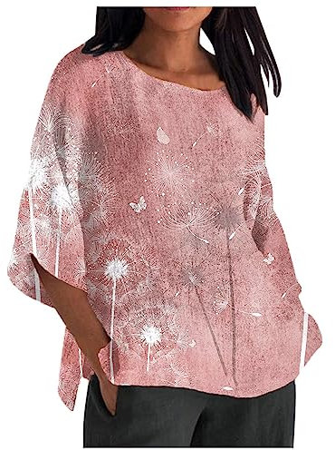 SCBFDI Tee Shirt Femme Coton Chemise Longue Femme Chemisier Blanc Tunique Femme Rose Chemisier Long Femme Chic Blouse Femme Casual Chemise Femme Chic Chemise Rayée Bleue Femme Tunique Rouge XL