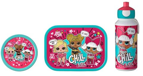 Mepal - L.O.L. Surprise Ensemble déjeuner pour enfants avec gourde pop-up, boîte à lunch et boîte à fruits - Kit de pause pour l'école ou les déplacements - Passe au lave-vaisselle et sans BPA