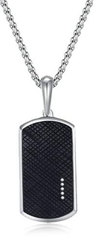 GAVU Herren Edelstahl Halskette mit Dog Tag Anhänger und Silberkette 50cm