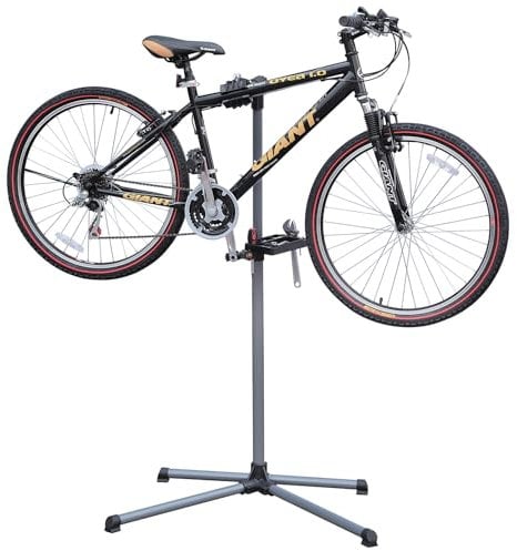 Taylor & Brown Adjustable Height Bicycle Workstand Folding Bike Repair Maintenance Pro Home Mechanic Bicycle Work Stand Rack with Legs, 110-143 cm, Grey