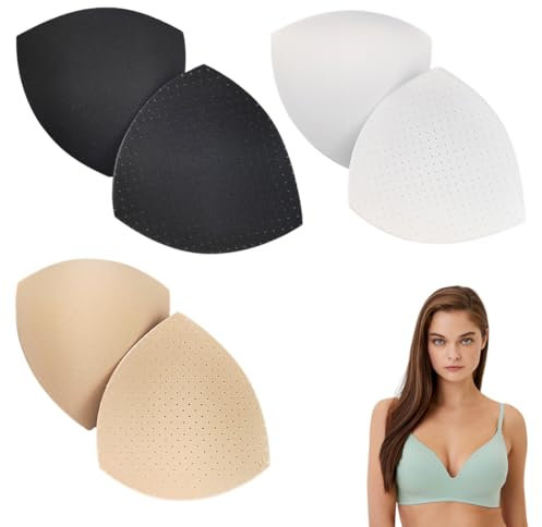 QOWIJEX 3 Paia di Cuscinetti per Reggiseno, Reggiseno Comodo, Inserti per Reggiseno, Cuscinetti Rimovibili per Reggiseno Sportivo, Utilizzati per Costumi da Bagno e Bikini.