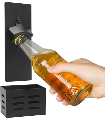 Abridor Cerveza Pared con Imanes Nevera Abridor Magnético Abrebotellas Cerveza con Colector Tapa Botella Regalos Hombre para Hombres y Amantes de la Cerveza
