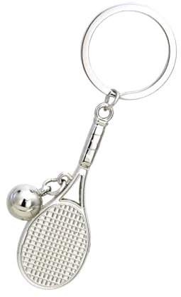 Porte-clés de tennis mignon,porte-clés de tennis - Modèle de raquette de balle de tennis porte-clés porte-clés | Porte-clés fendus de Sport, en métal, léger et, mignon, pour équipe d'amateurs d