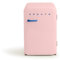 CREATE / RETRO FRIDGE 83.5 COBALT/Kühlschrank in Pastellrosa, Griff Kobaltblau / 98W, niedriger Verbrauch, 2 Ablagen, Temperaturregler, Flaschenhalter, 56x54x84cm