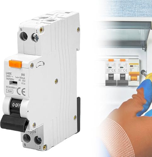 GOMETY FI/LS-Schalter, 30mA FI-Schalter B16 RCD-Geschützter Leistungsschalter 6kA 1P+N Typ A Fehlerstromschutzschalter mit RCBO Nennstrom 16A 230V, DIN-Schienen-Montage - Kurve B