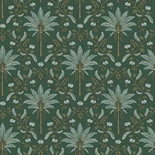 SOPHIE LAURENCE Palm Trellis Green Wallpaper for Bedroom Decor, Nature Inspired Wallpaper, Wall Paper Paste for Dining Room, Living Room Decor, 10m Wall Paper Roll for Interior Design