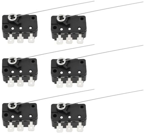 YINETTECH Mikroschalter mit 3-poligem Schaltdraht, 125/250 V Wechselstrom, 5 A, Mikroschalter, Draht für Münzakzeptoren, Münzprüfer, 6 Stück