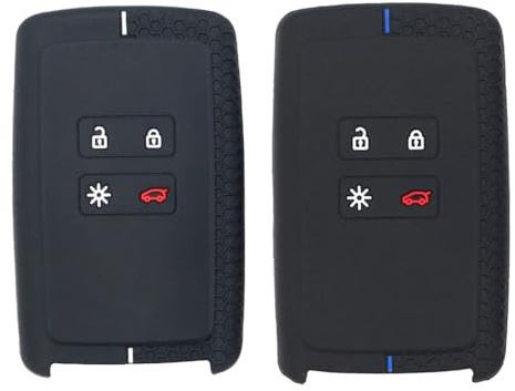 KULCSOK Schlüsselhülle Kompatibel mit Renault Dacia Sandero Stepway Duster Clio Jogger Scenic Zoe Kadjar Captur Keycard Schlüsselschutz Silikon Schlüsselanhänger 2 Stück Schwarz 1