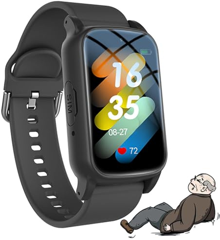 Weyot Smart Watch With Fall Detection, Fall Alert Devices for Elderly, GPS Tracking Watch For Dementia Alzheimer Autism Patients, Elderly Smart Bracelet With SOS Call Function,Black