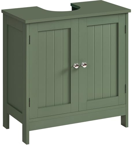 TEENFON Pedestal Sink Storage Cabinet, Under Sink Cabinet with 2 Doors & Storage Shelf, Under Bathroom Organizer for Bathroom, Forest Green