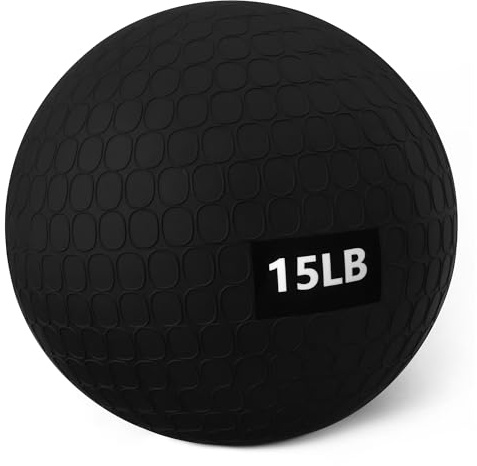Amazon Basics Heavy-Duty Slam Medicine Ball for Exercise, Weighted Design, 15lb, Black