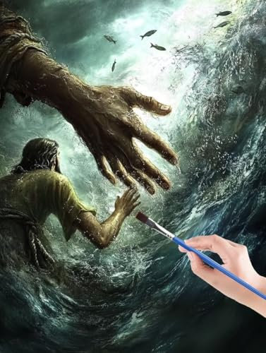 Wellen Malen Nach Zahlen Kinder, Paint By Numbers Himmel, DIY Malen Nach Zahlen Erwachsene Handgemalt Ölgemälde für Home Decor, für Jungen Und Mädchen Im Alter Von 5–6–7–9–10 Jahren 60 x 80 cm LF-0