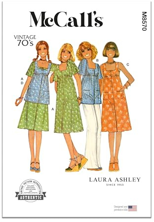 MCCALLS Sewing Pattern M8570H5 Misses' Dress, Jumper and Top by Laura Ashley H5 (6-8-10-12-14)