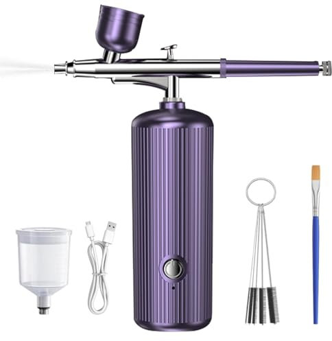 Airbrush Set, Airbrushpistole, Spritzpistole mit Kompressor Kabelloses Airbrush-Kit, Wiederaufladbar, Tragbare Air Brush, für Haut Hydratation, Nail Art, Tattoo, Malerei, Makeup, Kuchen