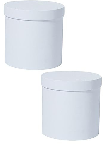 EPIGEIST 2Stücke Runde Blumenkästen Geschenkboxen für Blumenverpackung Weißer Karton für Dekoration und für Hochzeiten Geburtstage und Feiertage