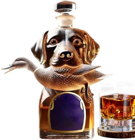 Botellas de Licor - Decantador De Whisky Hound De | Recipiente Hermético Para Alcohol Con Estatua De Perro, Decoración Hogar Para Brandy Bourbon Vodka Tequila Y Fiestas