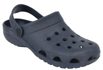 Chums Men's Ventilated Wide Fit Slip On Clog Perfect for Home and Garden Wear Comfortable Footbed & Breathable Design Lightweight & Durable Navy 7
