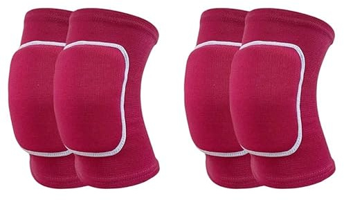LEEMASING 2 paia di ginocchiere sportive per esercizio, morbide e traspiranti, per calcio, pallavolo, ballo, pattinaggio, basket, sport, rosa, rosso, bianco, M