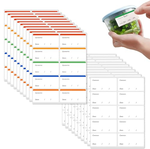 200 Stück Gefrieretiketten Selbstklebend Ablösbar 6x3cm | Gefrieretiketten zum Beschriften,Ablösbare Etiketten Ohne Rückstände,Tiefkühletiketten für Gefrierdosen Lebensmitteldatum
