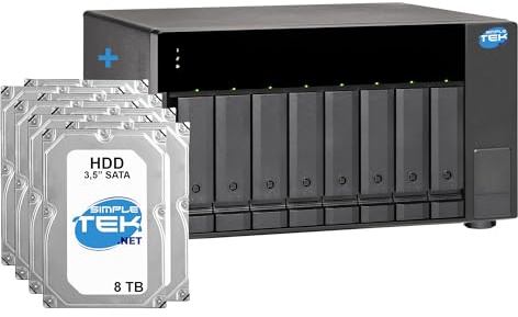 SIMPLETEK - Sistema di Archiviazione NAS 8-Bay JBOD USB-C con 8 Slot 3.5/2.5 SATA, Con 8x HDD da 8 TB (64 TB) Preinstallati