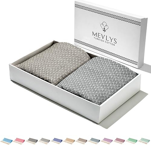 MEVLYS Strandtuch Hamamtuch [2er Pack] Saunahandtuch Saunatuch Badetuch Duschtuch Strandhandtuch Picknickdecke Baumwolle Extra Leicht Damen&Herren (Latte/Anthrazit)