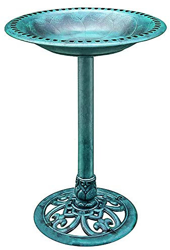 VIVOHOME Vogeltränke 71cm hoch Polyresin leicht antike Optik für Außenbereich