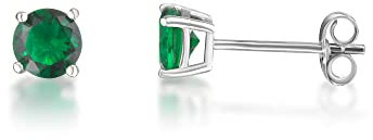 inSCINTILLE Lucciole Orecchini Punto Luce in Argento 925 Rodiato con Zirconia Cubica (Verde, 0.30 cm)