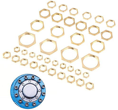 Gold dünne Mutter Messing Kontermutter Sortiment 40 Stück sortiert G1 / 8 G1 / 4 G3 / 8 G1 / 2 G3 / 4 G1 Gewinde Rohrverschraubung Messing Sechskant Kontermuttern Dünne Mutter
