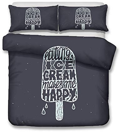 Odot 3D Bettwäsche-Set, Bettwäsche Set 100% Mikrofaser mit Reißverschluss Sparset Bettbezug mit Reißverschluss und Kopfkissenbezüge (3pcs-135x200cm,EIS am Stiel)