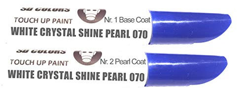 SD COLORS White Crystal Shine Pearl 070 Lackstift-Reparatur-Set, 12 ml, Pinsel mit Kratzabsplitterung, Farbcode 070 White Crystal Shine Pearl (Just Paint)