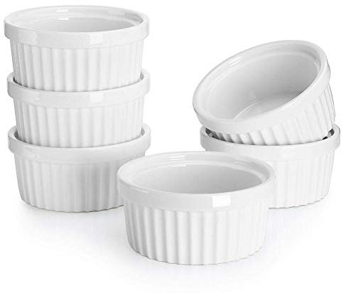 6pcs White Porcelain Ramekins Cup Baking Creme Brulee Pudding Custard Cup