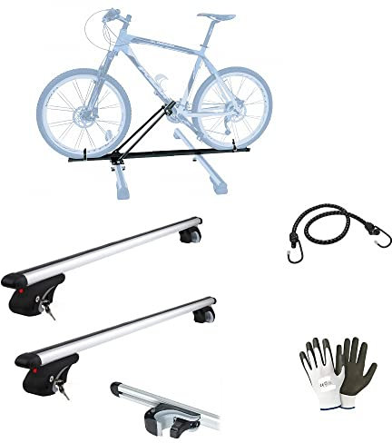 Compatible avec Suzuki Kei 2008 Porte-Toit DE Voiture 120CM + Barre DE Porte-VÉLO en Acier pour Voitures avec Garde-Corps Non COMPLÈTEMENT FIXÉE AU Toit APPROUVÉ