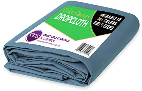 CCS Canvas Drop Cloth – Heavy Duty Cotton Duck Cloth Tarp for Curtains, Tablecloths, Backdrops, Painting – Washable & Reusable Floor Cover, Dust Sheet for Furniture (Light Blue, 10x12 Ft)