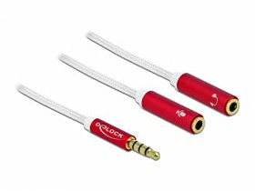 Delock Adattatore per cuffie, 1 jack da 3,5 mm, 4 pin, a 2 prese da 3,5 mm, 4 pin