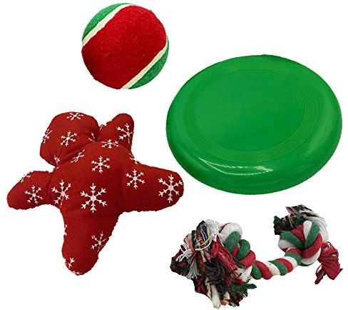 Interaktives Kauspielzeug für Hunde, 4 Stück, Weihnachtsspielzeug, Frisbee, Ball, Puls, Weihnachtsspielzeug, Welpen, Geschenkpackung (grün)