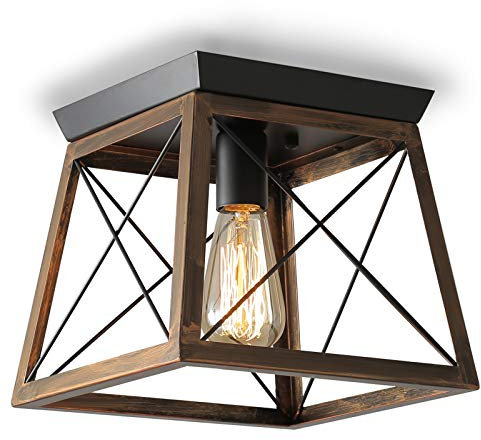 ENCOFT Retro Lampada da Soffitto Base E27 Max 40W, Plafoniera in Metallo, Illuminazione a Soffitto per Camera da Letto Soggiorno, Senza Lampadina