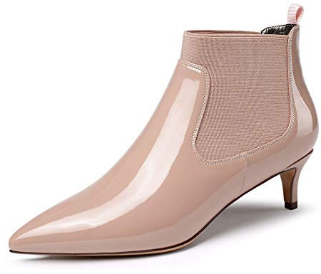 EDEFS Scarpe da donna,Stivali Classici Donna 65mm,Stivali Chelsea Donna,Beige Patent EU36