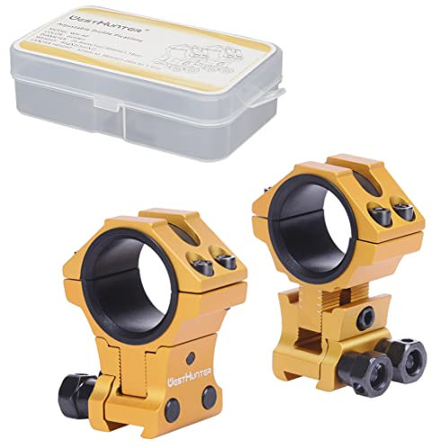 WestHunter Optik Verstellbare Höhe Schwalbenschwanz Zielfernrohr Montage, 25,4mm 30mm Präzision Zielfernrohr Ringe | Gold