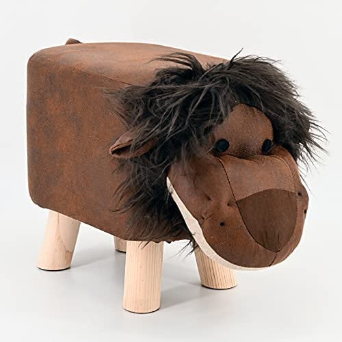 Tierhocker Stoff Holzbeine Deko Hocker Kinderhocker Tiere Kinder Löwe braun